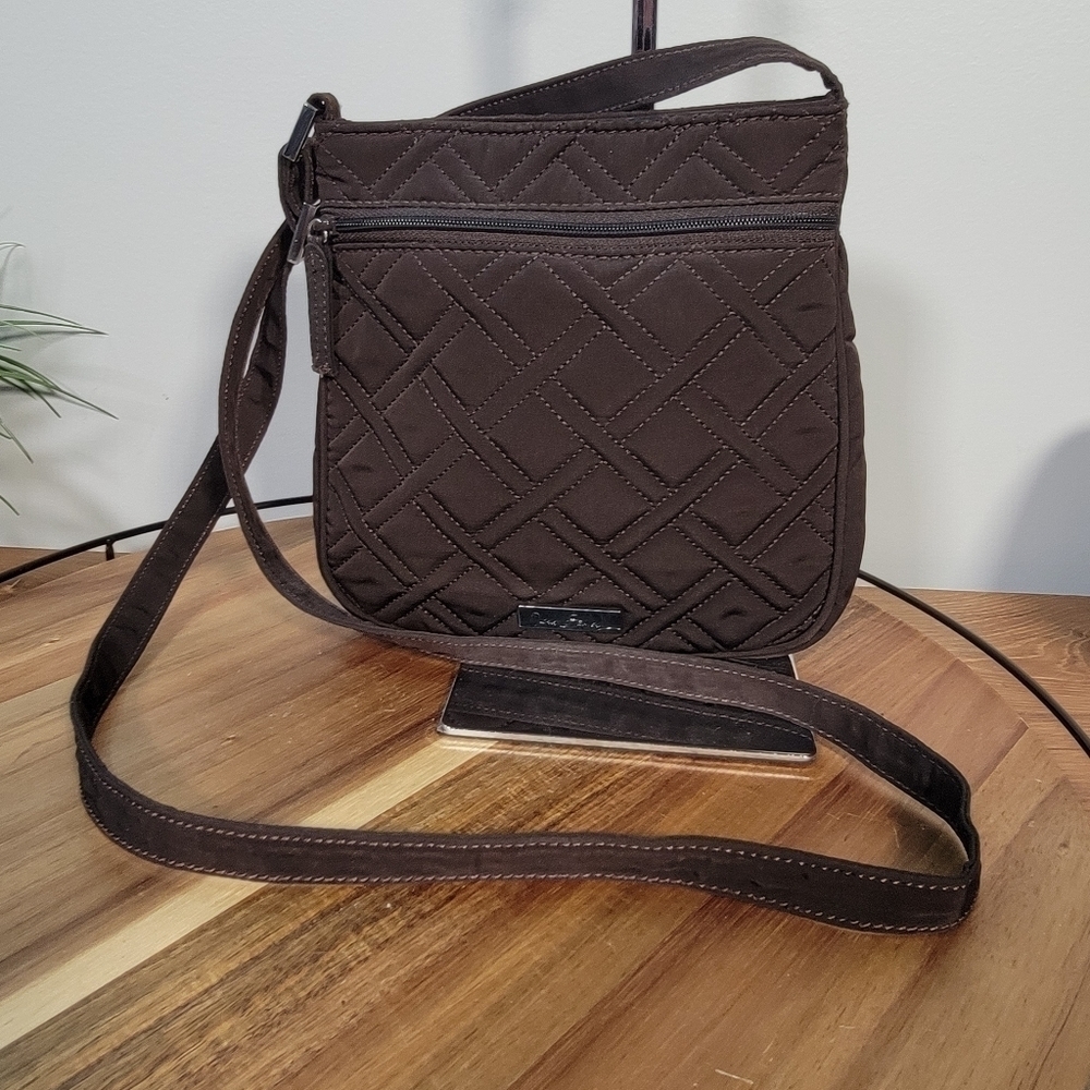 Vera Bradley Espresso Hipster Double zip Crossbody bag purse brown - Picture 4 of 16